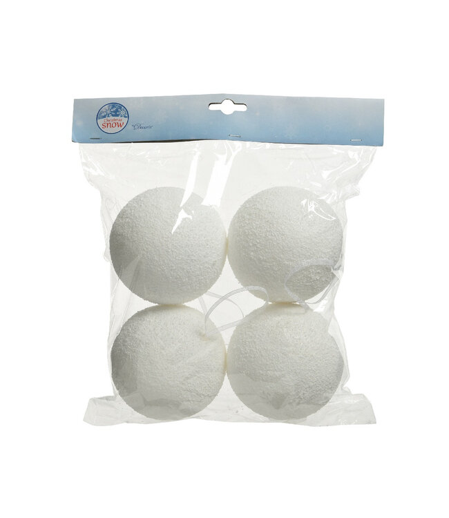 Kerstbal Sneeuwbal 10cm x4 ( x 1 )