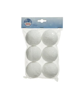 4A Kerstbal Sneeuwbal 6cm x6 ( x 1 )