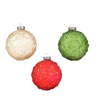4A Kerstbal Bal deco flower 80mm ( x 12 )