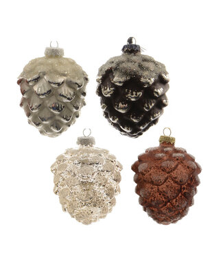 4A Kerstbal Dennenappel d07*10cm ( x 12 )