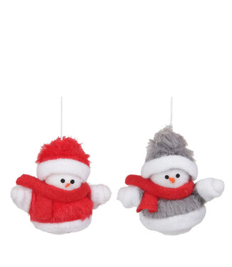 4A Kerst Hanger sneeuwman 8cm ass. ( x 2 )