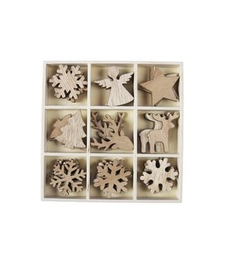 4A Kerst Hout deco 4cm x36 ( x 1 )
