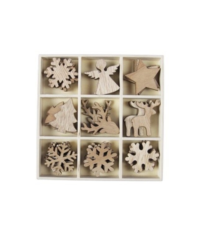 Kerst Hout deco 4cm x36 ( x 1 )