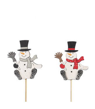 4A Kerst bijsteker 20cm Sneeuwpop 6cm ( x 12 )