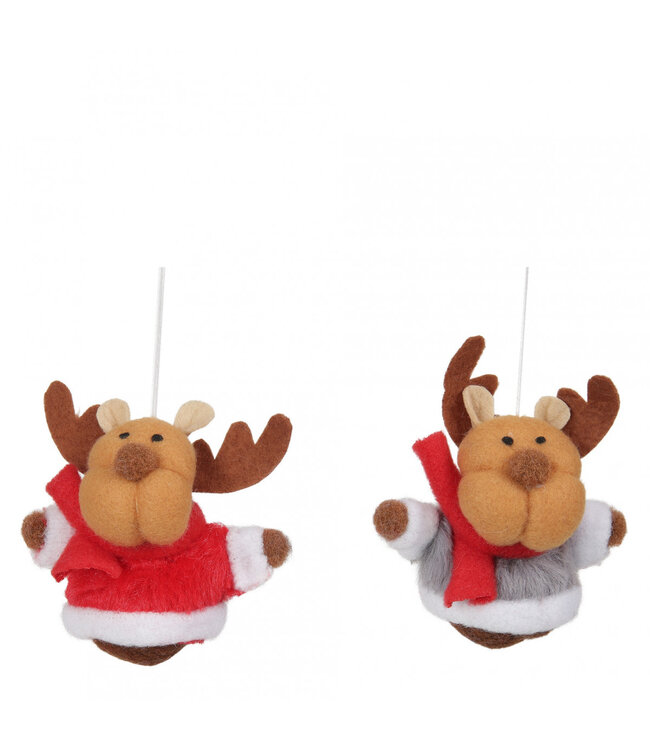 Kerst Hanger rendier 8cm ass. ( x 2 )