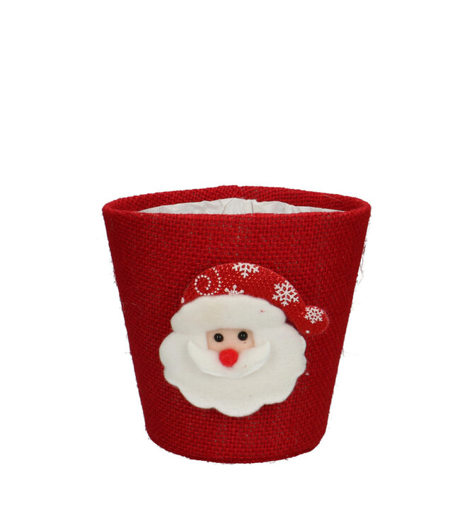 Kerst Potcover Santa d13.5*13cm ( x 12 )