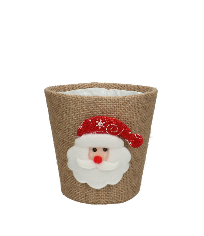 Kerst Potcover Santa d13.5*13cm ( x 12 )