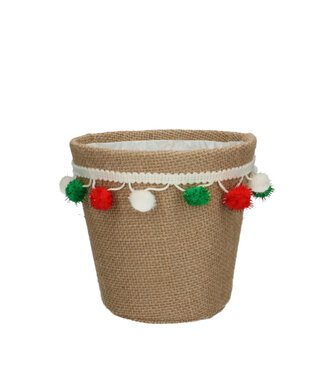 4A Kerst Potcover pompon d13.5*13cm ( x 12 )
