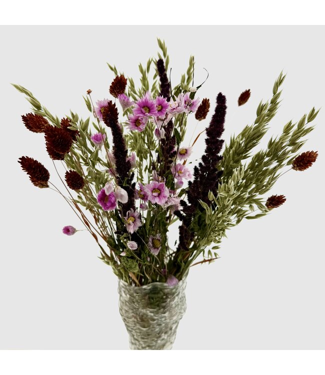 Boeket droogbloemen Ruby | Hoogte ± 50 centimeter | Met roze en rode droogbloemen | Per bos te bestellen