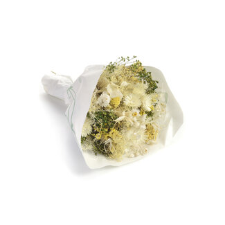 MyFlowers Boeket droogbloemen Farfalla Bianco Giallo | Lengte ± 40 centimeter | Met witte en lichtgele droogbloemen