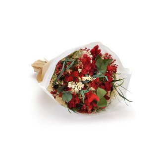 MyFlowers Bouquet of dried flowers Fantasy Rosso | Length ± 35 centimetres | With red, white and green dried flowers