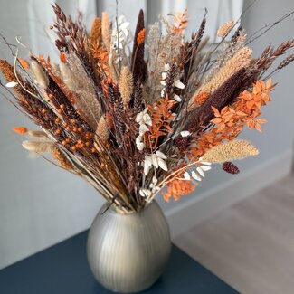 MyFlowers Bouquet de fleurs séchées Terracotta Vibe | Longueur ± 55 centimètres | Avec des tons terre, des fleurs séchées brunes et orange