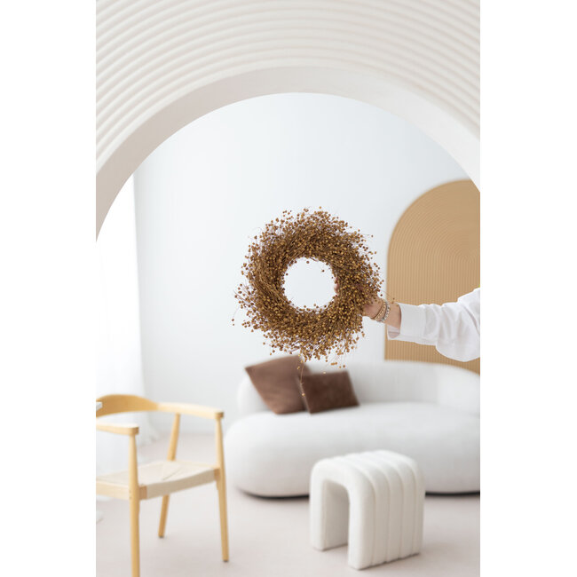Natural Brown Flax Wreath Ø 30 centimetres