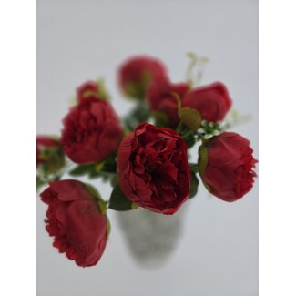 MyFlowers Bouquet of Red Peonies | Peony Artificial Flowers | Length ± 45 centimetres | With 5 Flower Heads
