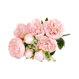 MyFlowers Boeket roze Pioenrozen | Paeonia kunstbloemen | Lengte ± 45 centimeter | Met 5 bloemkoppen