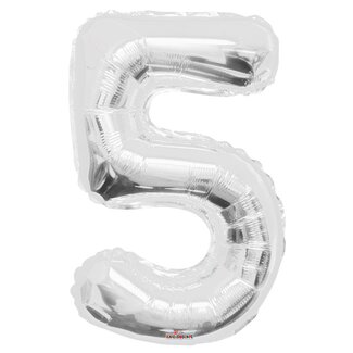 4A Party! Balloon Number 5 | Colour: Silver | Height 85 centimetres | Per balloon