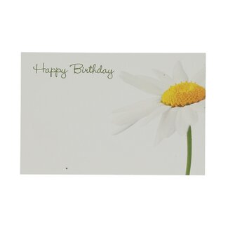 4A Label Card with English text “Happy Birthday” | Colour: Natural White | Width 9 centimetres | Height 6 centimetres | Per 50 labels
