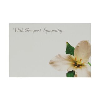 4A Etikett Karte mit englischem Text „With Deepest Sympathy“ | Farbe: Naturweiß | Breite 9 Zentimeter | Höhe 6 Zentimeter | Pro 50 Etiketten