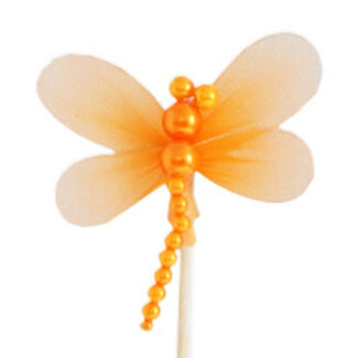 4A Bijsteker Libelle Oriënt | Kleur: Oranje | Diameter libelle 8 centimeter | Lengte bijsteker ± 50 centimeter | Per 25 bijstekers
