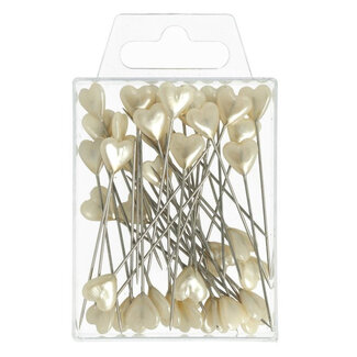 4A Pins with Heart Head | Colour: Cream | Head diameter 10 millimetres | Per 40 pins