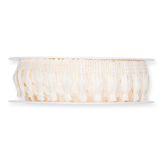 4A Crèmekleurig Fringe Lint | Breedte 25 millimeter | Lengte 7 meter | Per stuk