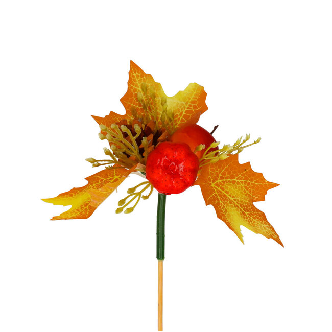 Autumn Decoration Stake | Colour: Mixed Colours | Stake Length: ± 50 centimetres | Decoration Length: 8 centimetres | Per 10 stakes