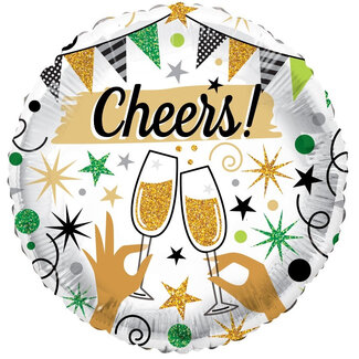 4A Party! Balloon Eco “Cheers Glasses” | Colour: Gold | Diameter 45 centimetres | Per 10 balloons