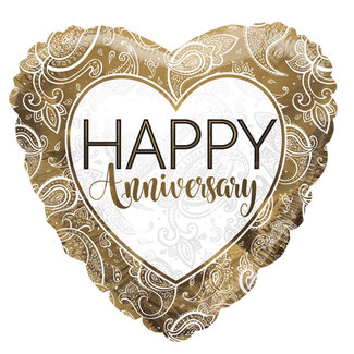 4A Party! Ballon Eco “Happy Anniversary” | Kleur: Goudkleurig | Diameter 45 centimeter | Per 10 ballonnen