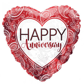 4A Party! Ballon Eco „Happy Anniversary“ | Farbe: Rot | Durchmesser 45 Zentimeter | Pro 10 Ballons