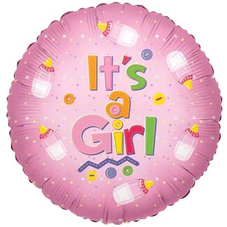 4A Party! Ballon „It's a girl“ | Farbe: Rosa | Durchmesser 45 Zentimeter | Pro 10 Ballons