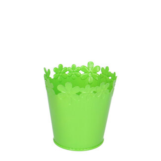 4A Zinken Emmertje Bloempot Plantenpot “Micha” | Kleur: Groen | Diameter 9.5 centimeter | Hoogte 8.5 centimeter | Per 16 emmertjes