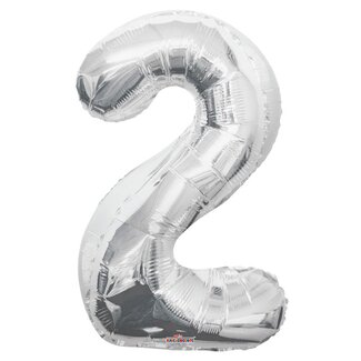 4A Party! Ballon Nummer 2 | Kleur: Zilverkleurig | Hoogte 85 centimeter | Per ballon