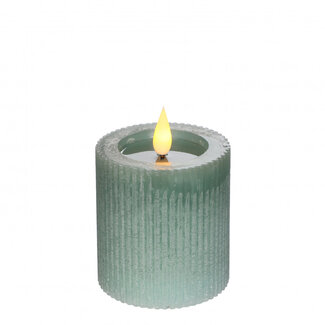 4A Kerze Stumpf Gerippt LED | Farbe: Teal (Blaugrün) | Durchmesser 7 Zentimeter | Höhe 7,5 Zentimeter | Exklusive AAA-Batterien | Pro 6 Kerzen