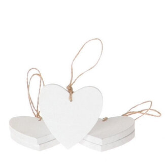 4A Wooden Heart Hanging Decoration | Colour: Natural White | Length 25 centimetres | Per 5 hearts