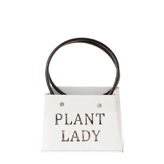 4A Zink Blumentopf Pflanzgefäß taschenform „Plant Lady“ | Farbe: Naturweiß | Höhe 16,5 Zentimeter | Länge 18 Zentimeter | Breite 15 Zentimeter | Pro 6 Blumentöpfe