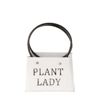 4A Zinken Bloempot Plantenbak tasvorm “Plant Lady” | Kleur: Naturelle Wit | Hoogte 16.5 centimeter | Lengte 18 centimeter | Breedte 15 centimeter | Per 6 bloembakken