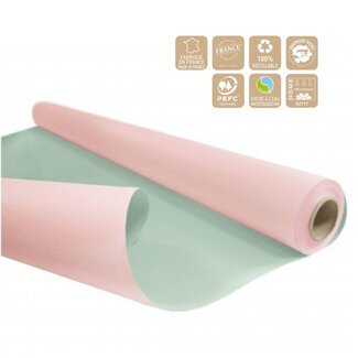 4A Tweezijdig Papier op rol “Duo” | Kleur: Lichtblauw Roze | Breedte 80 centimeter | Lengte 40 meter | Per rol