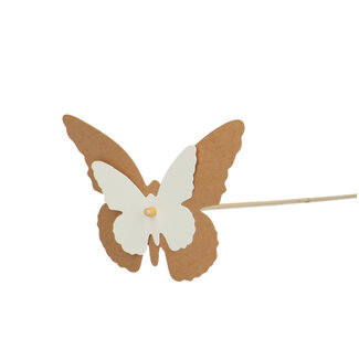 4A Butterfly Stick | Colour: Natural White | Butterfly Height 9 centimetres | Width 7 centimetres | Stick Length ± 50 centimetres | Per 25 sticks
