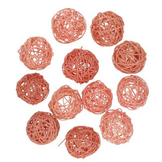 4A Rotan Rattan Bal | Kleur: Lichtroze | Diameter 6 centimeter | Per 12 ballen
