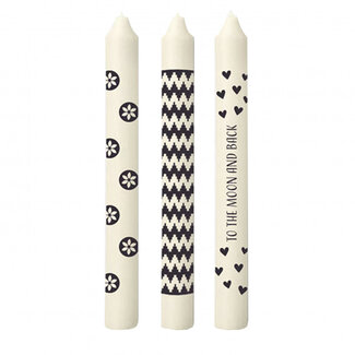 4A Candle "To the moon and back" | Set of 3 | Colour: Black White | Diameter 2.2 centimetres | Length 20 centimetres | Per 3 candles