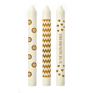 4A Candle Deco | Colour: Gold-coloured | Diameter 2.2 centimetres | Length 20 centimetres | Assortment of 3 | Per 3 candles