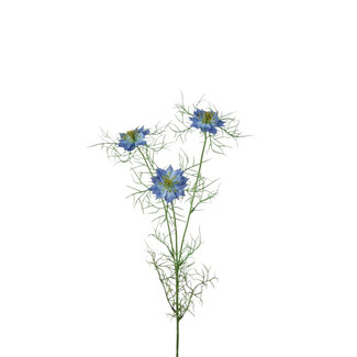 4A Nigella Kunstbloem | Kleur: Blauw | Juffertje-in-het-groen kunstbloemen | Lengte ± 62 centimeter | Per 6 kunstbloemen