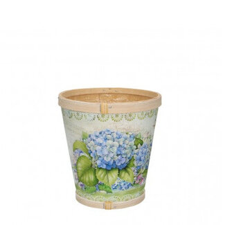 4A Houten Bloempot Plantenbak Hortensia | Kleur: Teal | Diameter 13 centimeter | Hoogte 14 centimeter | Per 10 bloempotten