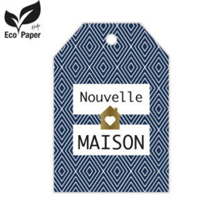 4A Label Kaartje met Franse tekst “Maison” | Kleur: Blauw Wit | Breedte 5 centimeter | Hoogte 8 centimeter | Per 20 labels