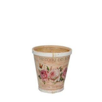 4A Houten Bloempot Plantenbak “Histoire” | Kleur: Roze Wit | Diameter 13 centimeter | Hoogte 14 centimeter | Per 10 bloempotten