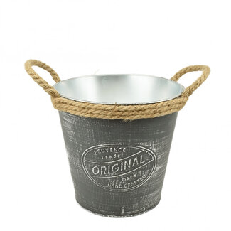 4A Zink Blumentopf Pflanzentopf „Provence“ | Farbe: Grau | Durchmesser 19,5 Zentimeter | Höhe 19 Zentimeter | Pro 10 Blumentöpfe