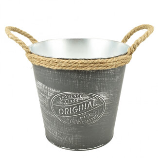 4A Zink Blumentopf Pflanztopf „Provence“ | Farbe: Grau | Durchmesser 21,5 Zentimeter | Höhe 21 Zentimeter | Pro 10 Blumentöpfe