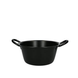 4A Zinkteil Blumentopf Pflanztopf mit Griffen | Farbe: Schwarz | Durchmesser 19 Zentimeter | Höhe 9,5 Zentimeter | Pro 10 Teile