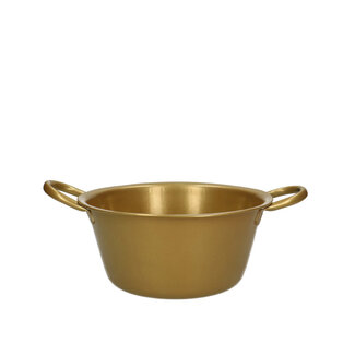 4A Zinc Part Flowerpot Plant Pot with Handles | Colour: Gold-coloured | Diameter 19 centimetres | Height 9.5 centimetres | Per 10 pots