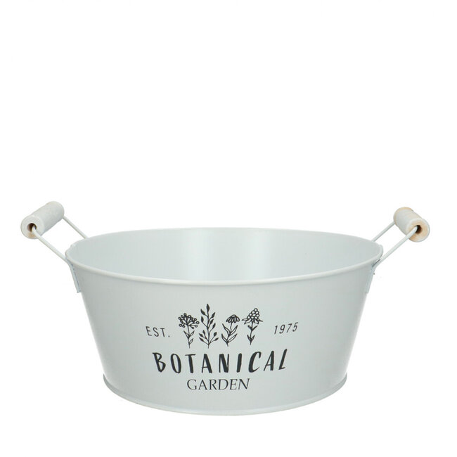 Zinc Tray Flowerpot Planter "Botanical" | Colour: Natural White | Diameter 22 centimetres | Height 10 centimetres | Per 10 trays